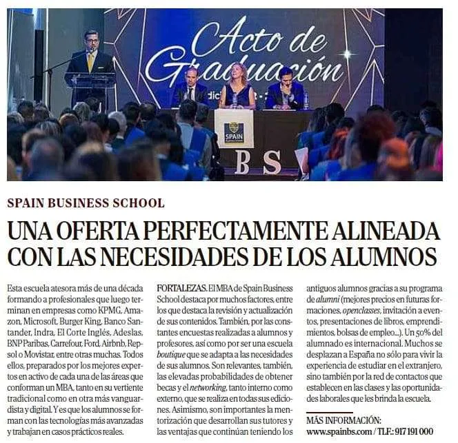 El MBA de Spain Business School, uno de los mejores de España, según el ranking de El Mundo